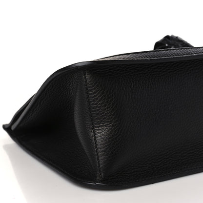 Gucci Pebbled Calfskin Medium Bamboo Daily Flap Shoulder Bag Black 7 of 8