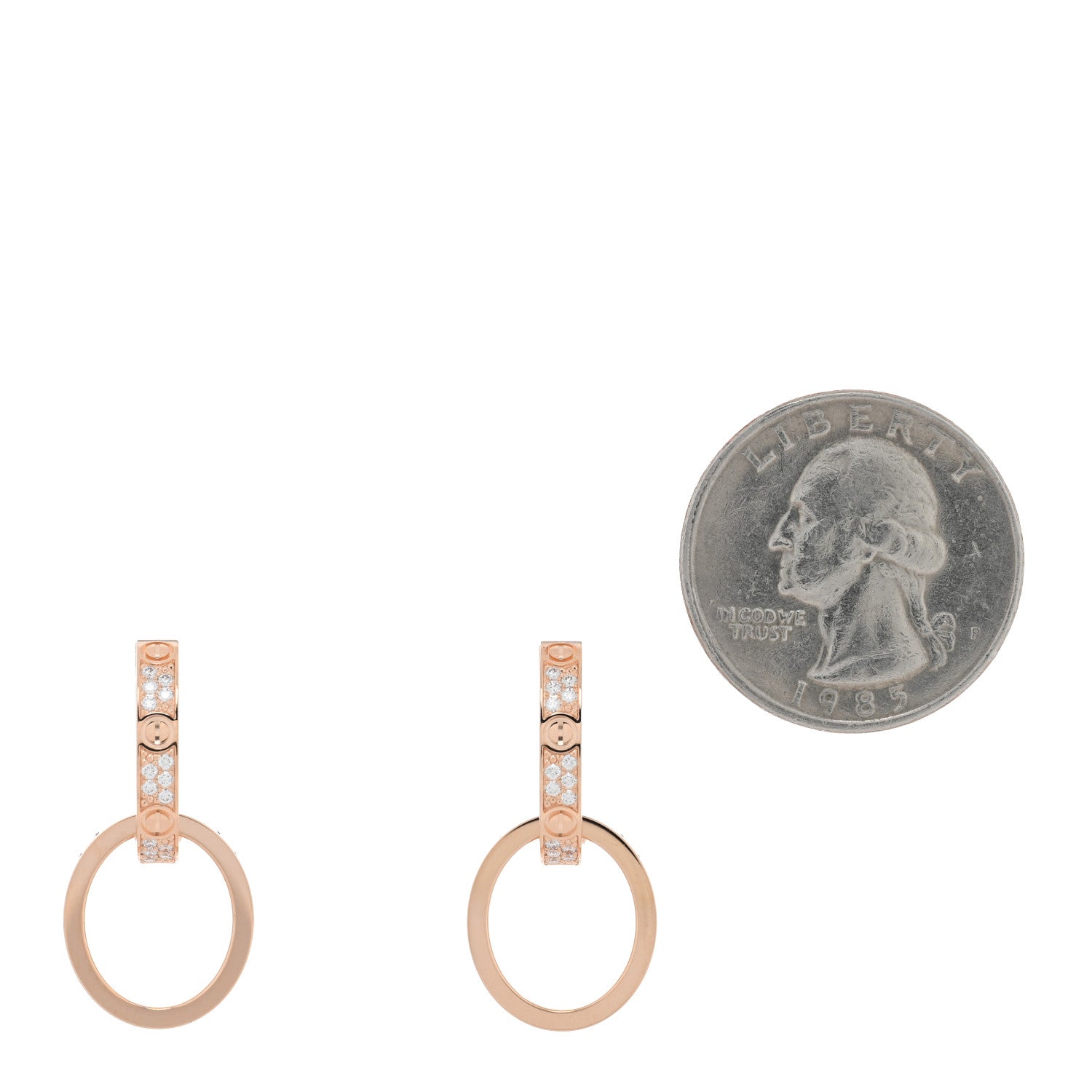 Cartier 18K Pink Gold Diamond LOVE Multiwear Half Paved Earrings 2 of 5