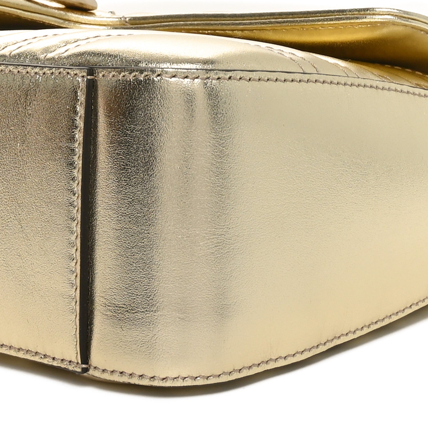 Gucci Metallic Calfskin Matelasse Small GG Marmont Shoulder Bag Platino 10 of 10
