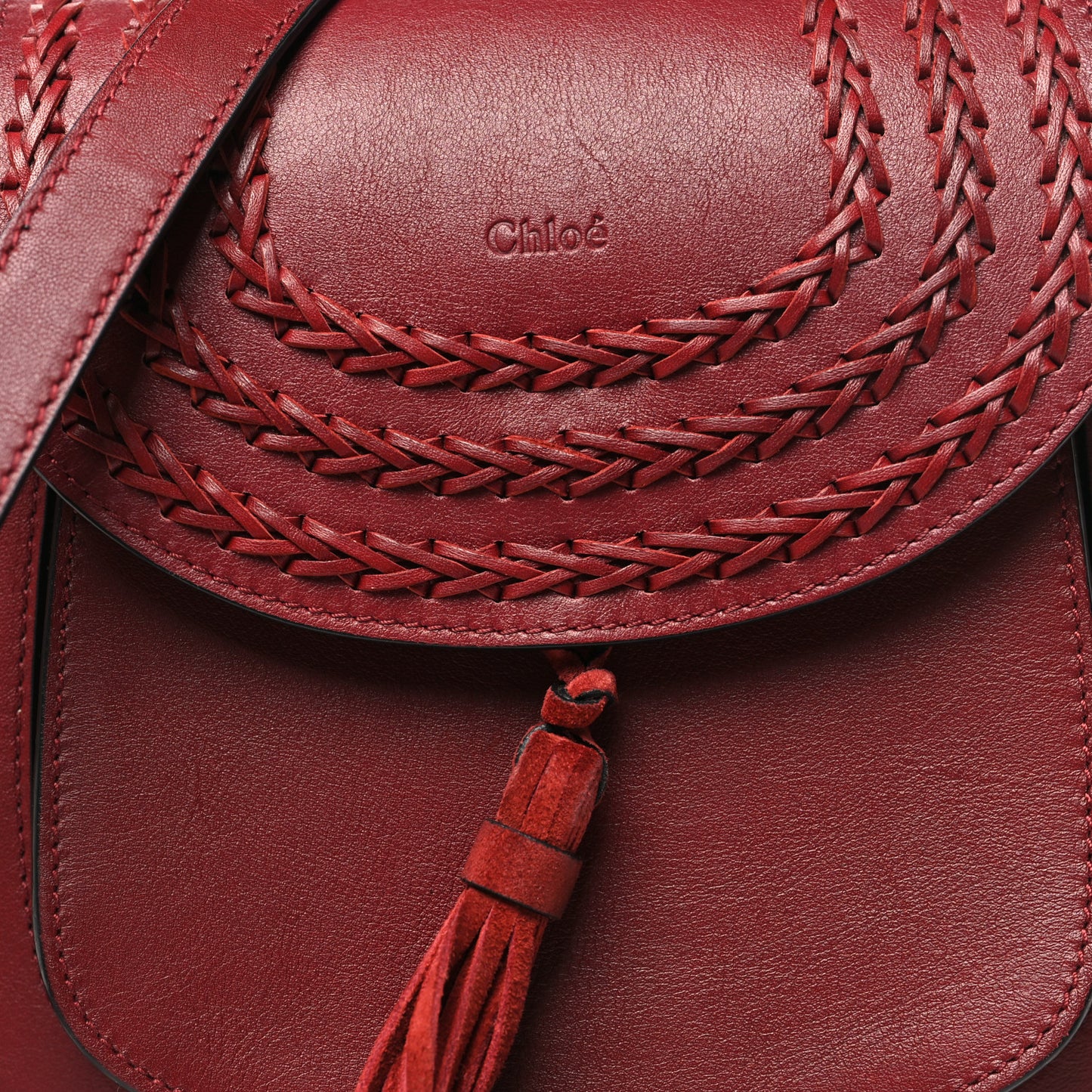Calfskin Braided Small Hudson Shoulder Bag Sienna Red