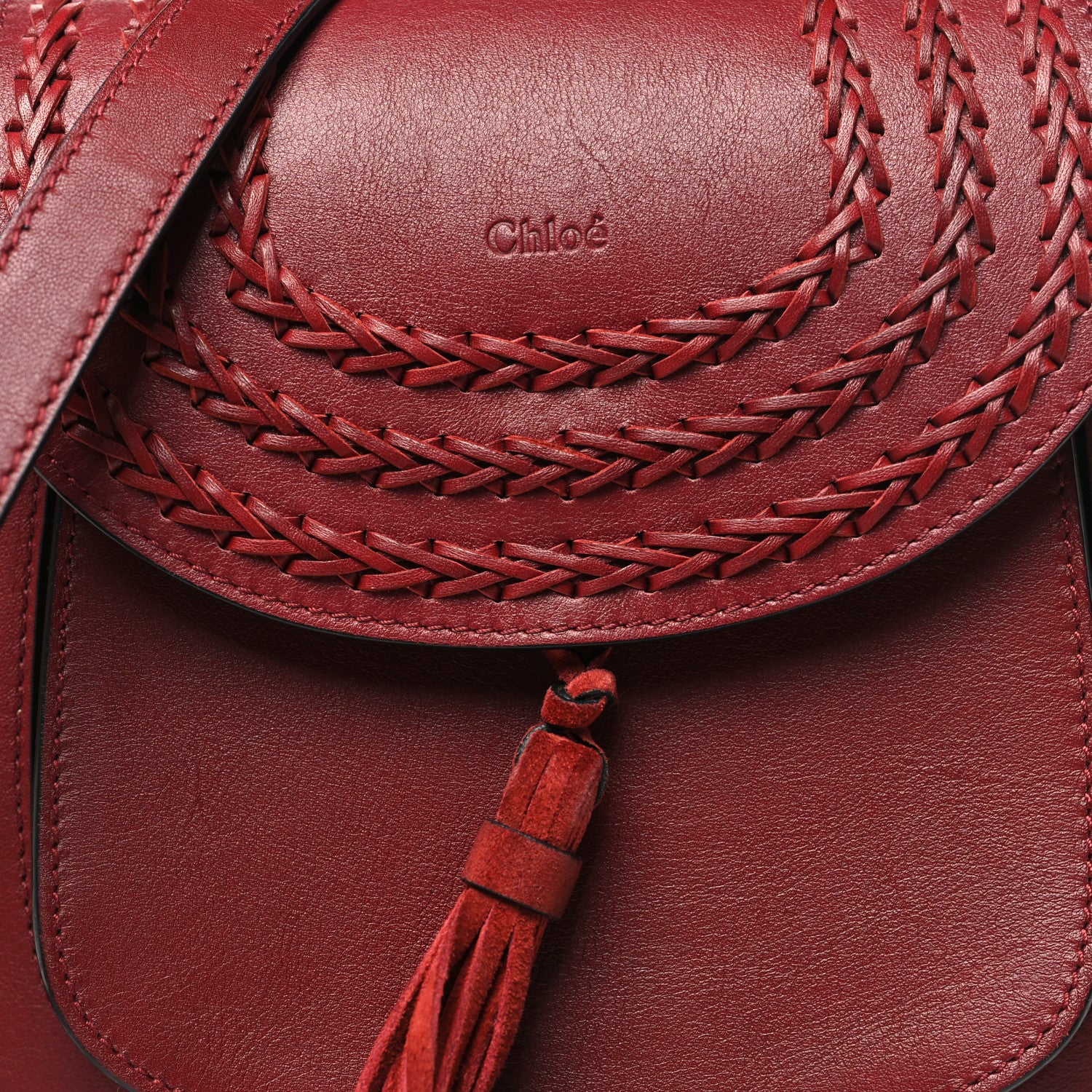 Chloe Calfskin Braided Small Hudson Shoulder Bag Sienna Red 7 of 10