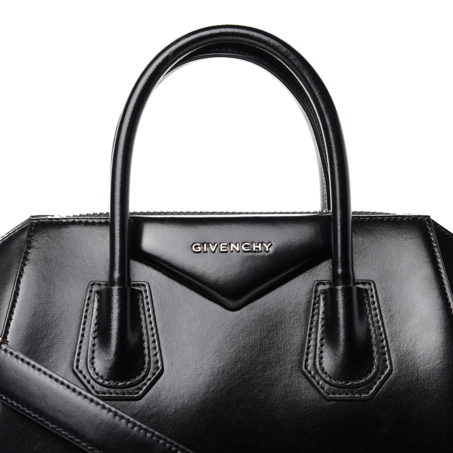 Shiny Lord Calfskin Small Antigona Black