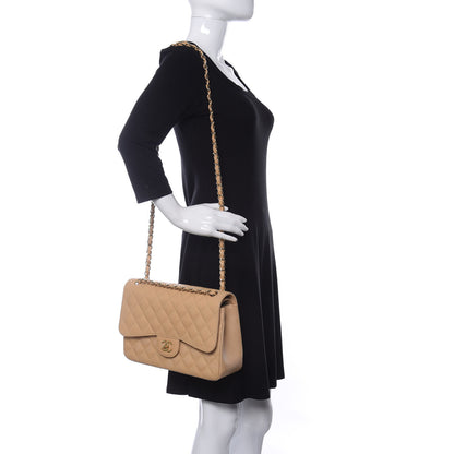 Chanel Caviar Quilted Jumbo Double Flap Beige Clair 2 of 15