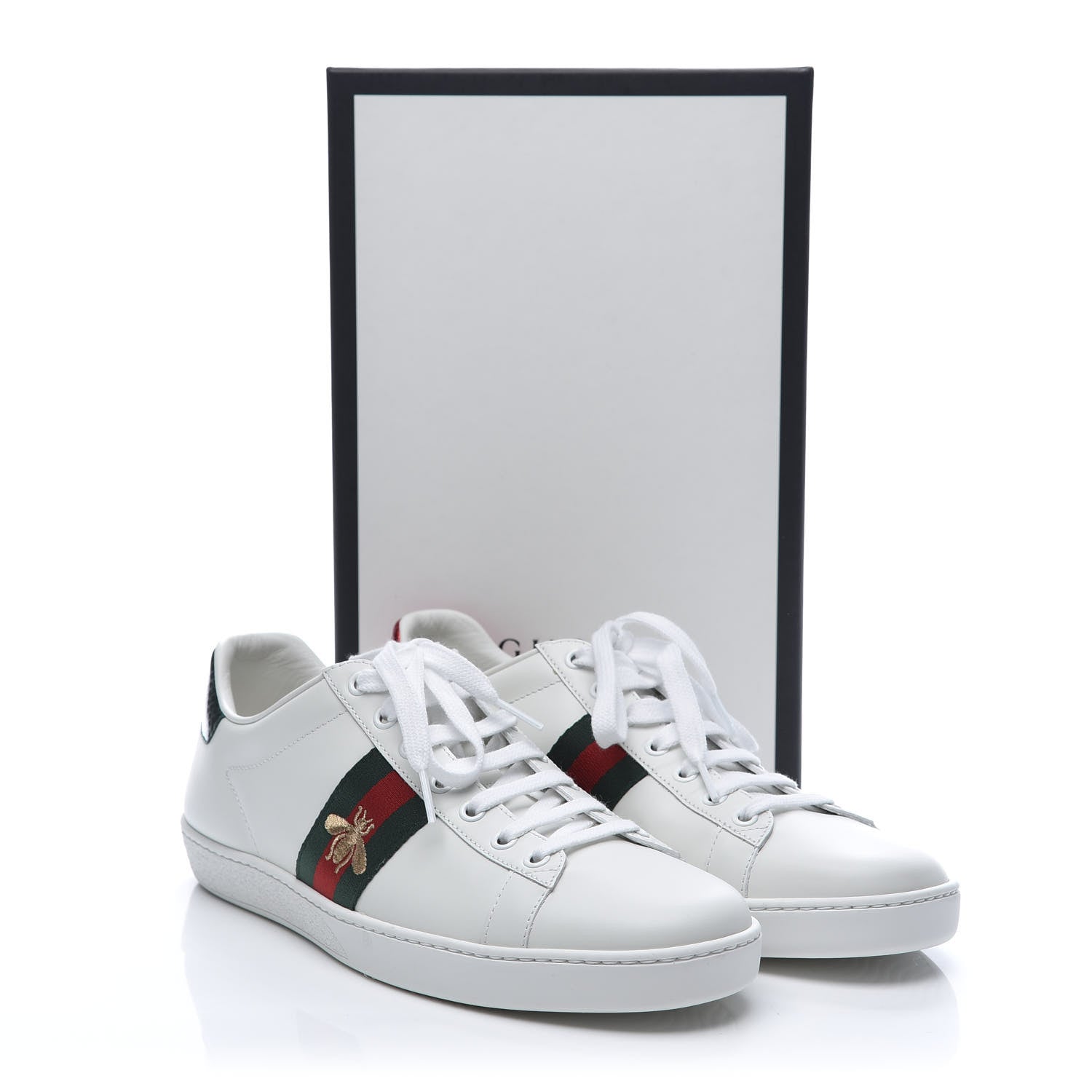 Gucci Calfskin Ayers Bee Embroidered Womens Ace Sneakers 41 White Green 10 of 10