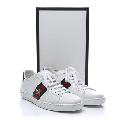 Gucci Calfskin Ayers Bee Embroidered Womens Ace Sneakers 41 White Green 10 of 10