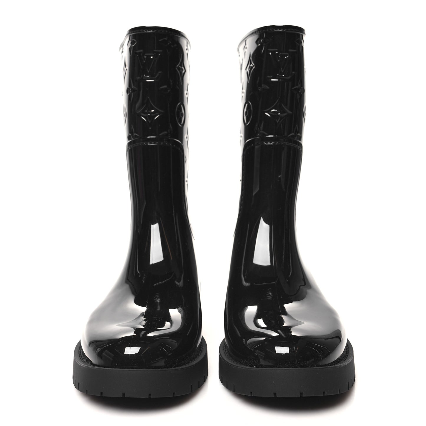 Rubber Embossed Monogram Drops Flat Half Boots 40 Black