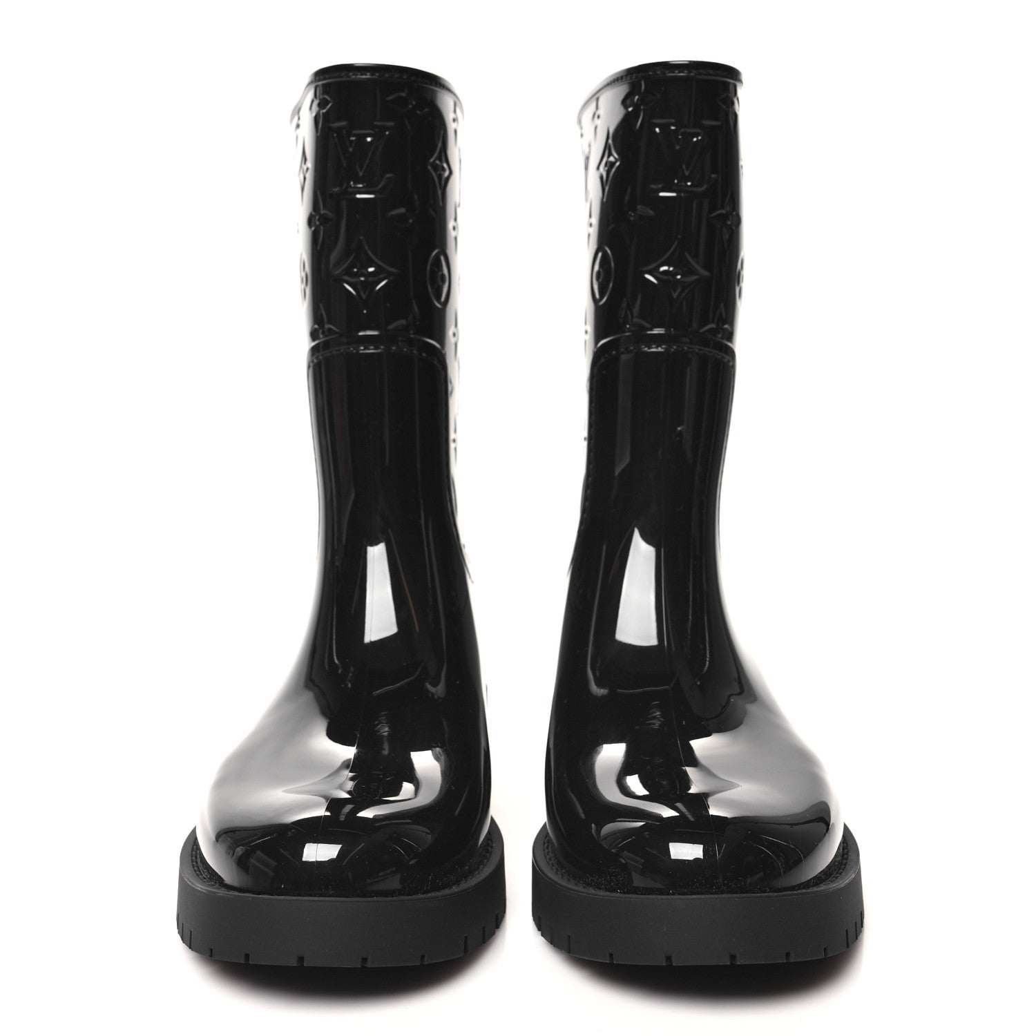 Louis Vuitton Rubber Embossed Monogram Drops Flat Half Boots 40 Black 2 of 7