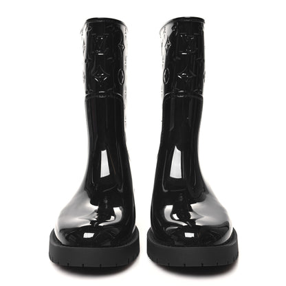 Louis Vuitton Rubber Embossed Monogram Drops Flat Half Boots 40 Black 2 of 7