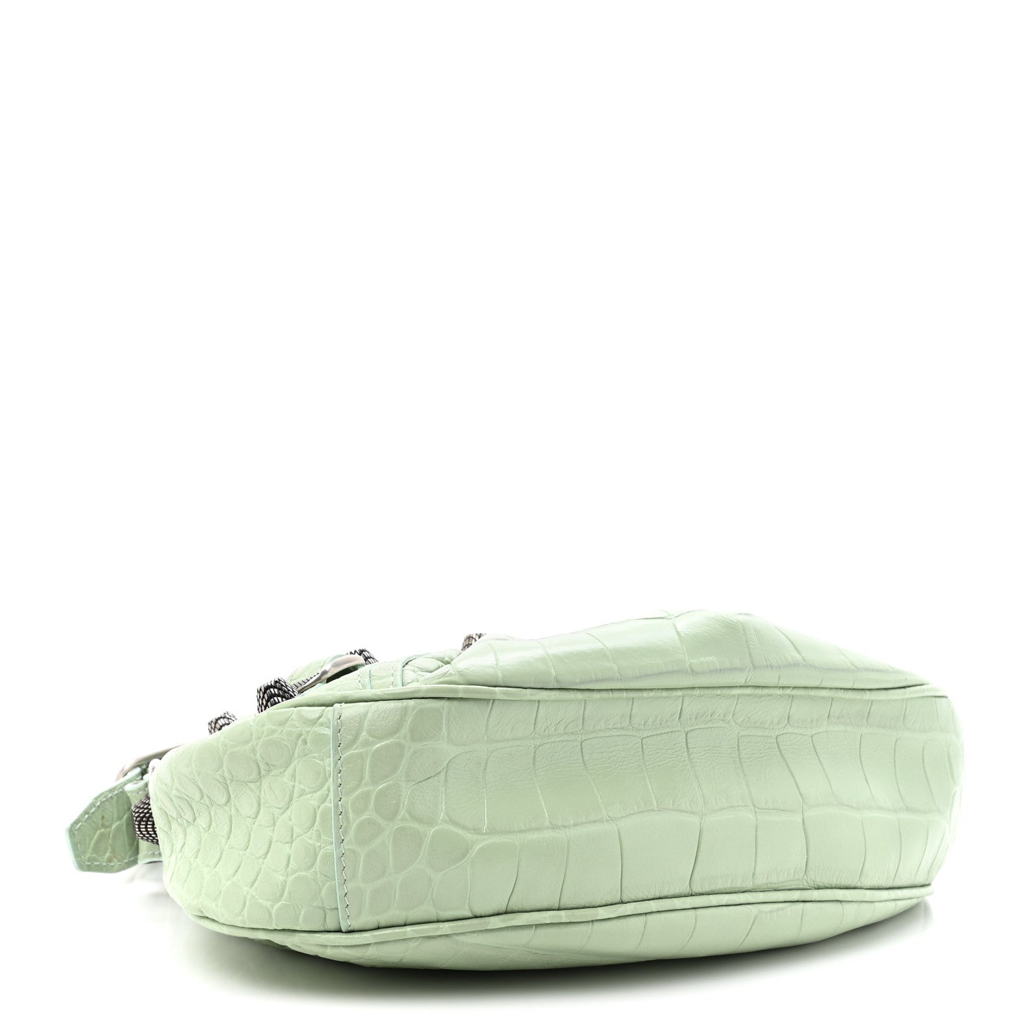 Balenciaga Extra Supple Calfskin Crocodile Embossed Le Cagole Shoulder Bag XS Light Green 5 of 12