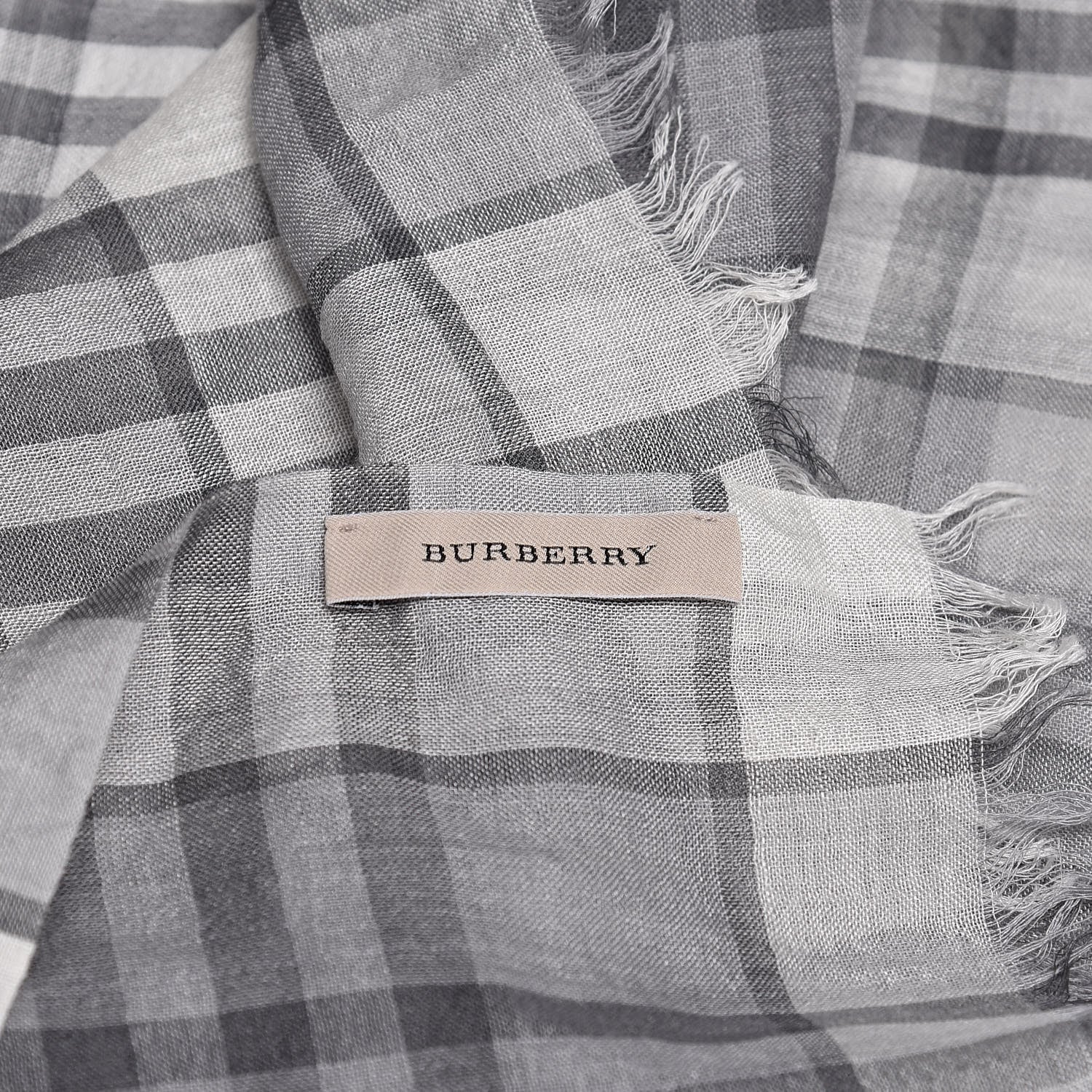 Burberry Wool Silk Vintage Check Lightweight Scarf Grey 4 of 5
