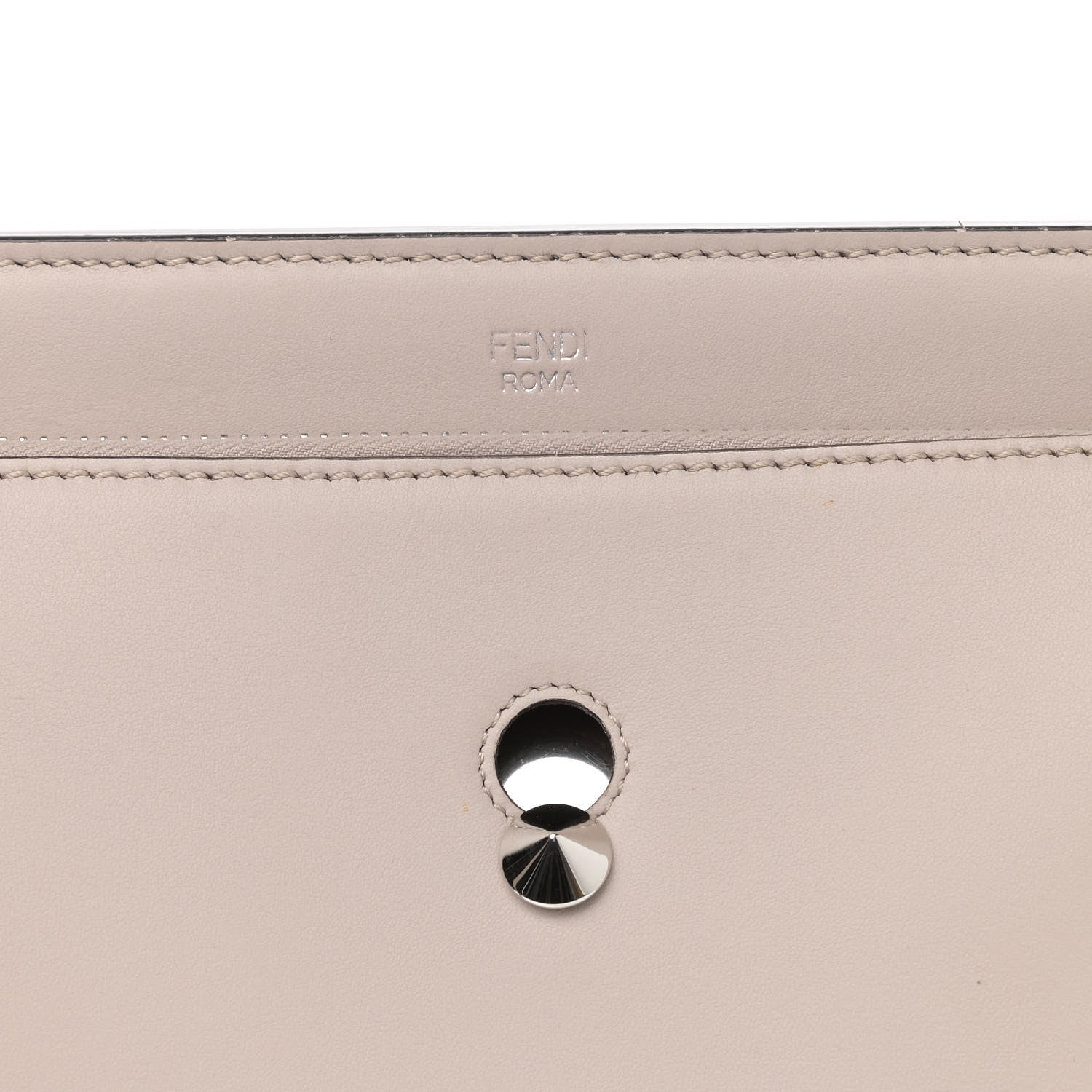 Fendi Vitello Baltico Dolce Shiny Nappa Lace Up DotCom Satchel Grigio Polvere 10 of 16
