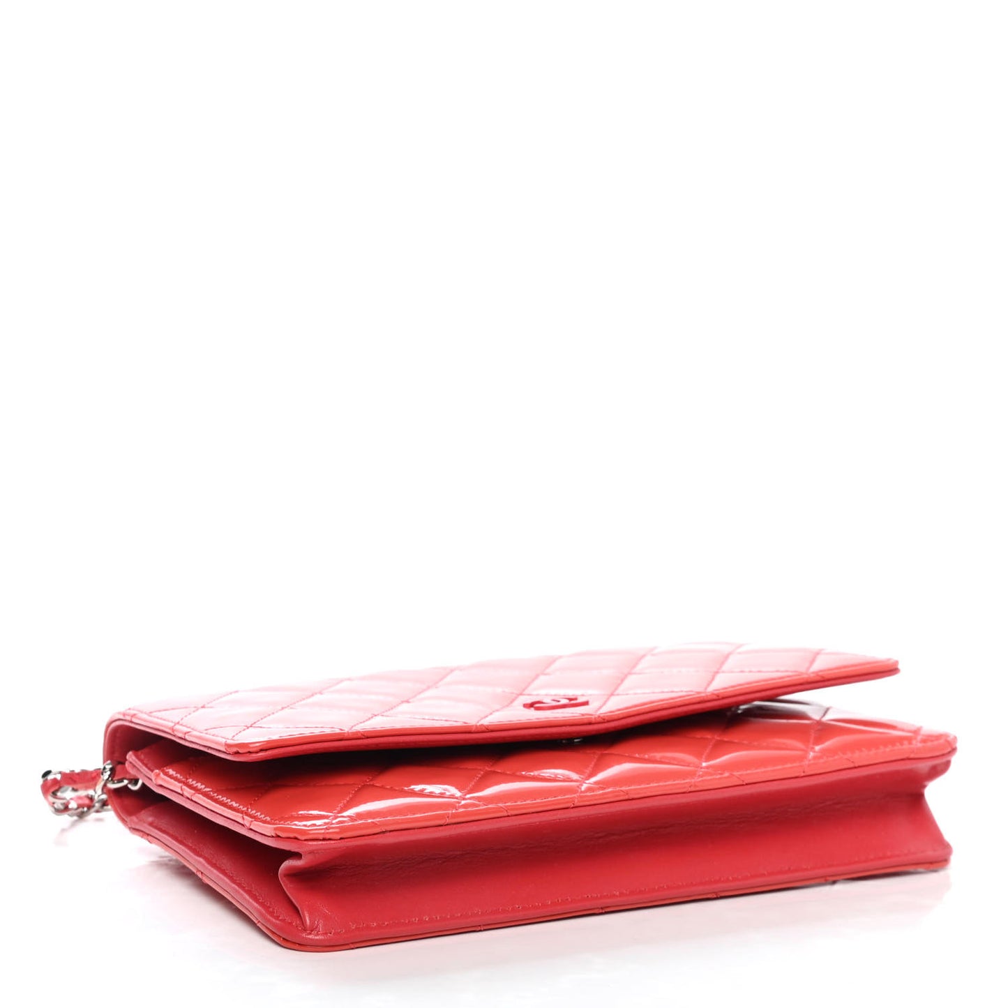 Patent Quilted Wallet On Chain WOC Dark Pink