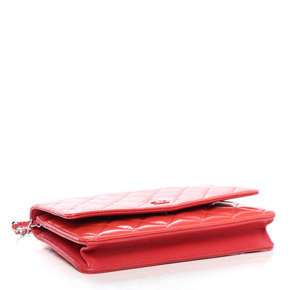 Chanel Patent Quilted Wallet On Chain WOC Dark Pink 3 of 4