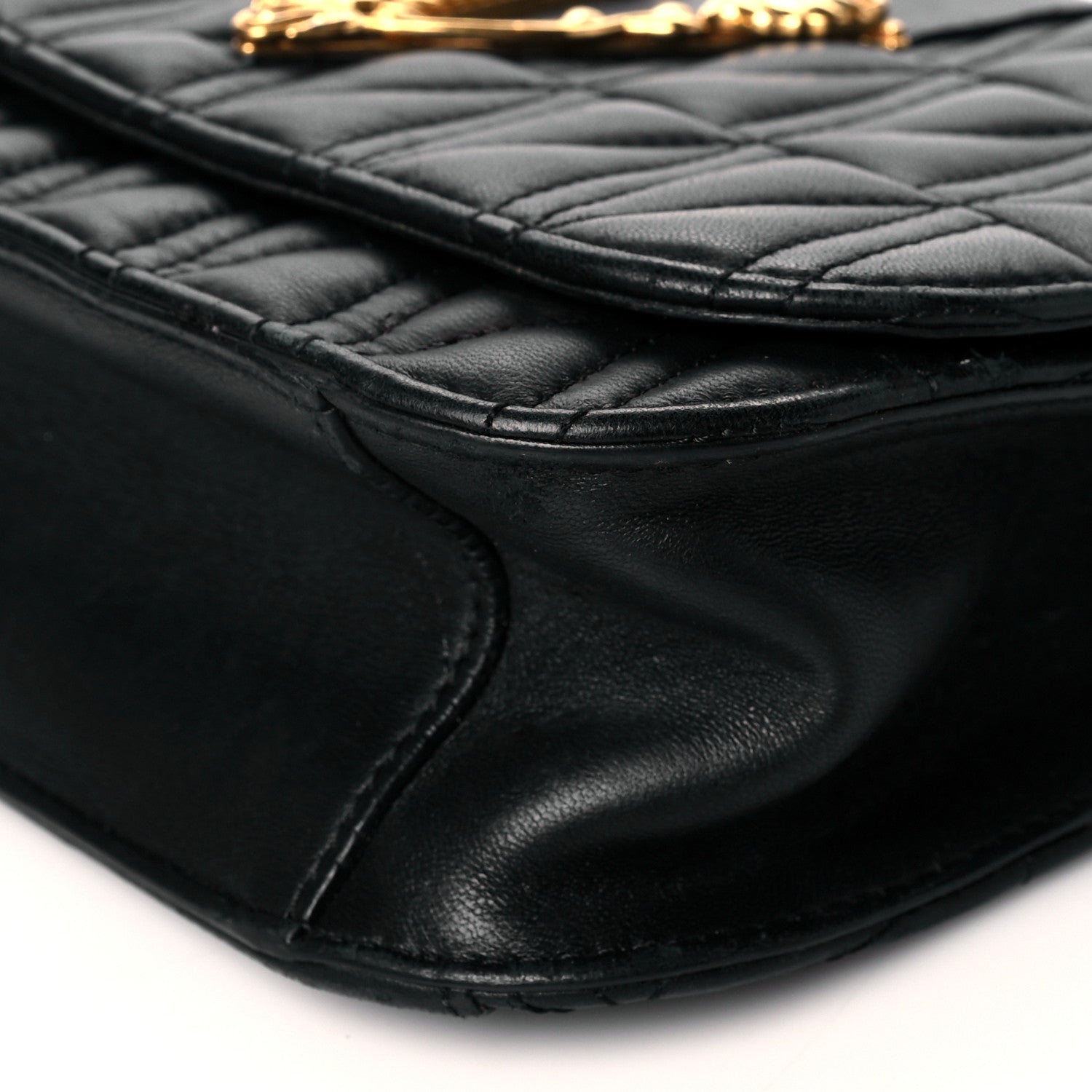 Versace Nappa Quilted Virtus Top Handle Shoulder Bag Black 9 of 21