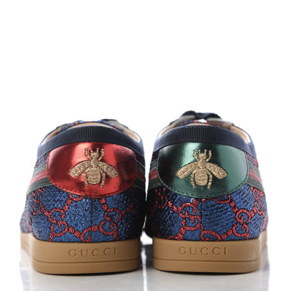 Gucci Lurex Calfskin Web GG Monogram Womens Falacer Sneakers 38.5 Iridescent Blue Iridescent Red Silver 6 of 9