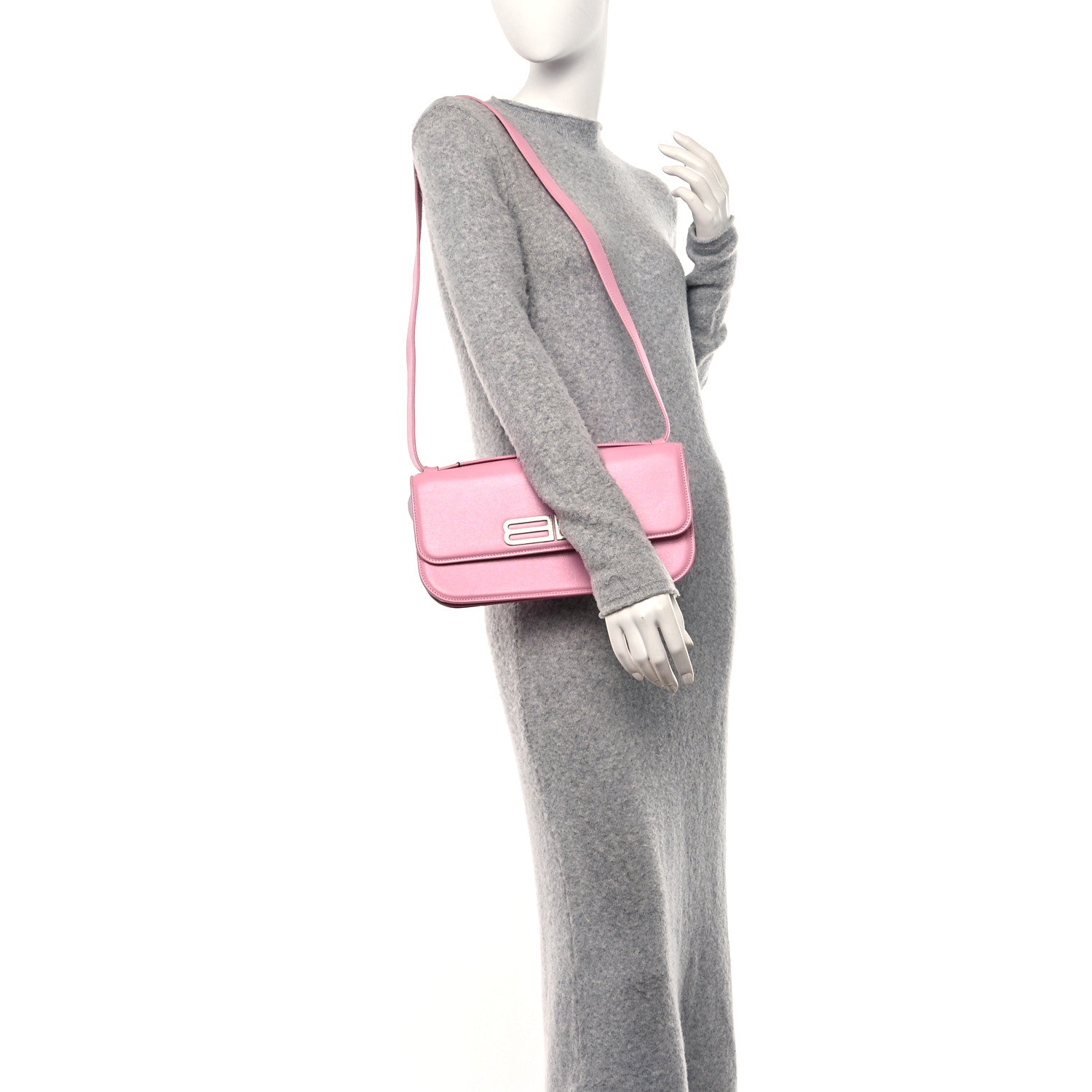 Balenciaga Calfskin Stripe Embossed Medium Gossip Bag Candy Pink 2 of 13