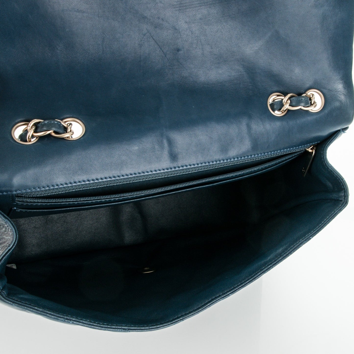 Lambskin Quilted Jumbo Single Flap Blue