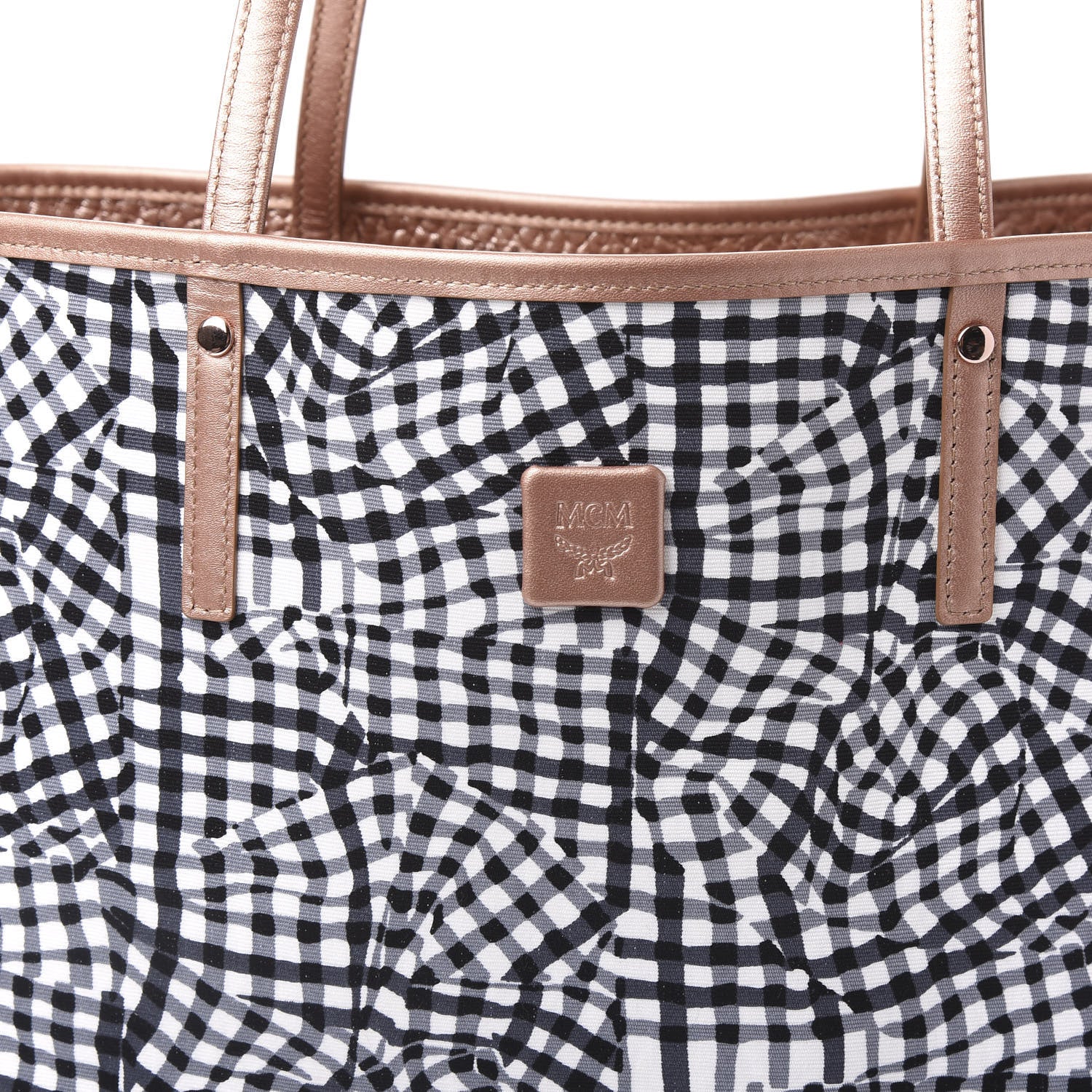 MCM Metallic Visetos Medium Anya Shopper Tote Champagne Gold 15 of 15