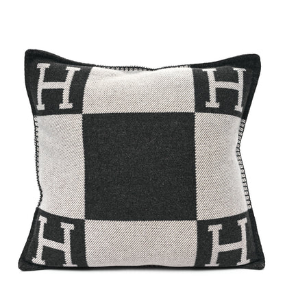 Hermes Wool Cashmere Avalon Pillow PM Ecru Gris Fonce 1 of 3