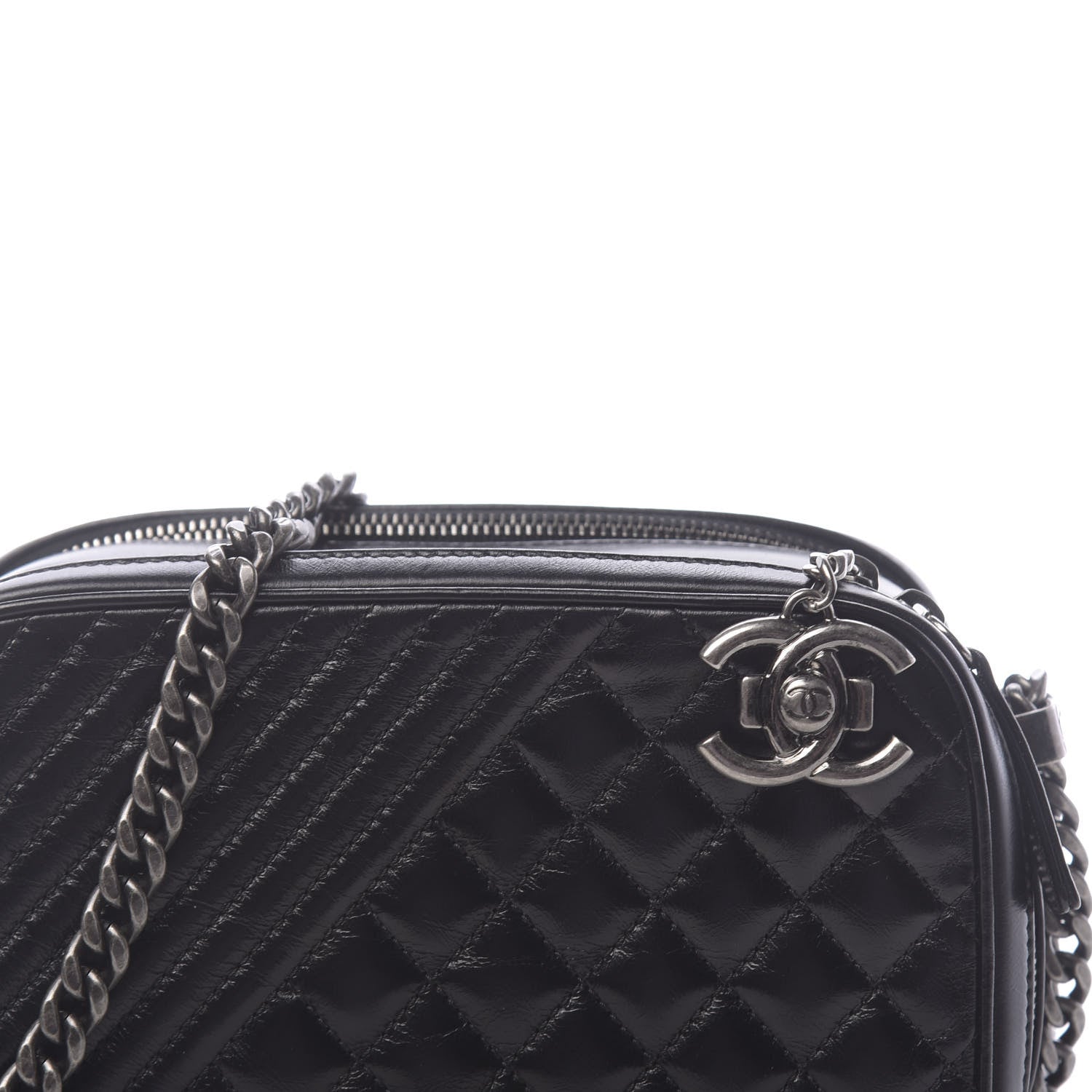 Chanel Glazed Calfskin Small Coco Boy Camera Case Black 10 of 12