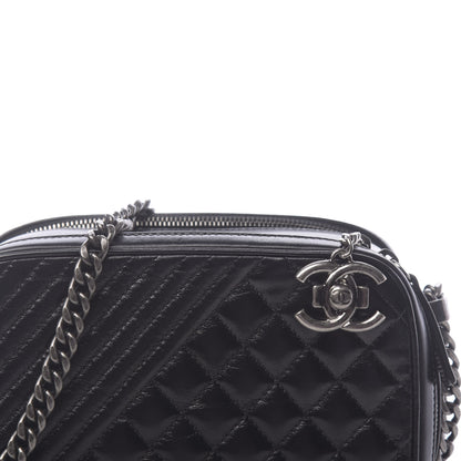 Chanel Glazed Calfskin Small Coco Boy Camera Case Black 10 of 12