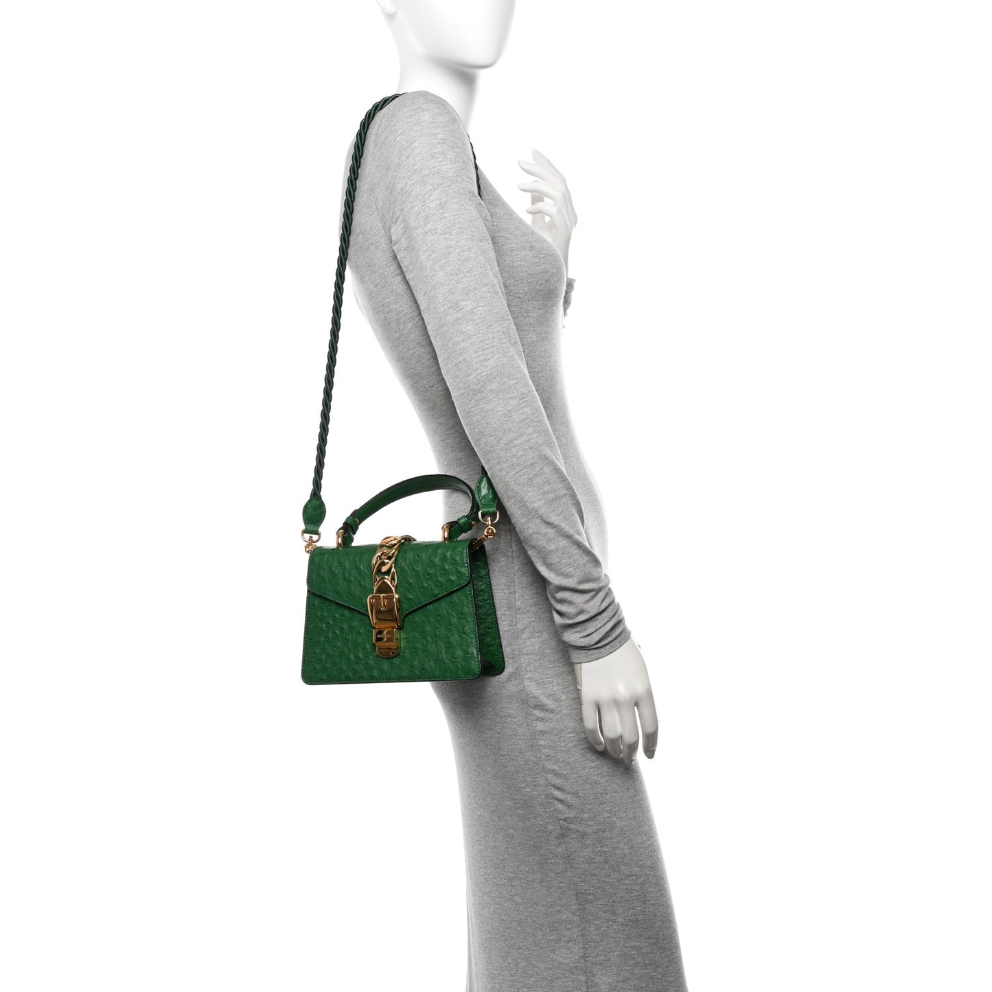 Ostrich Mini Sylvie Top Handle Bag Green