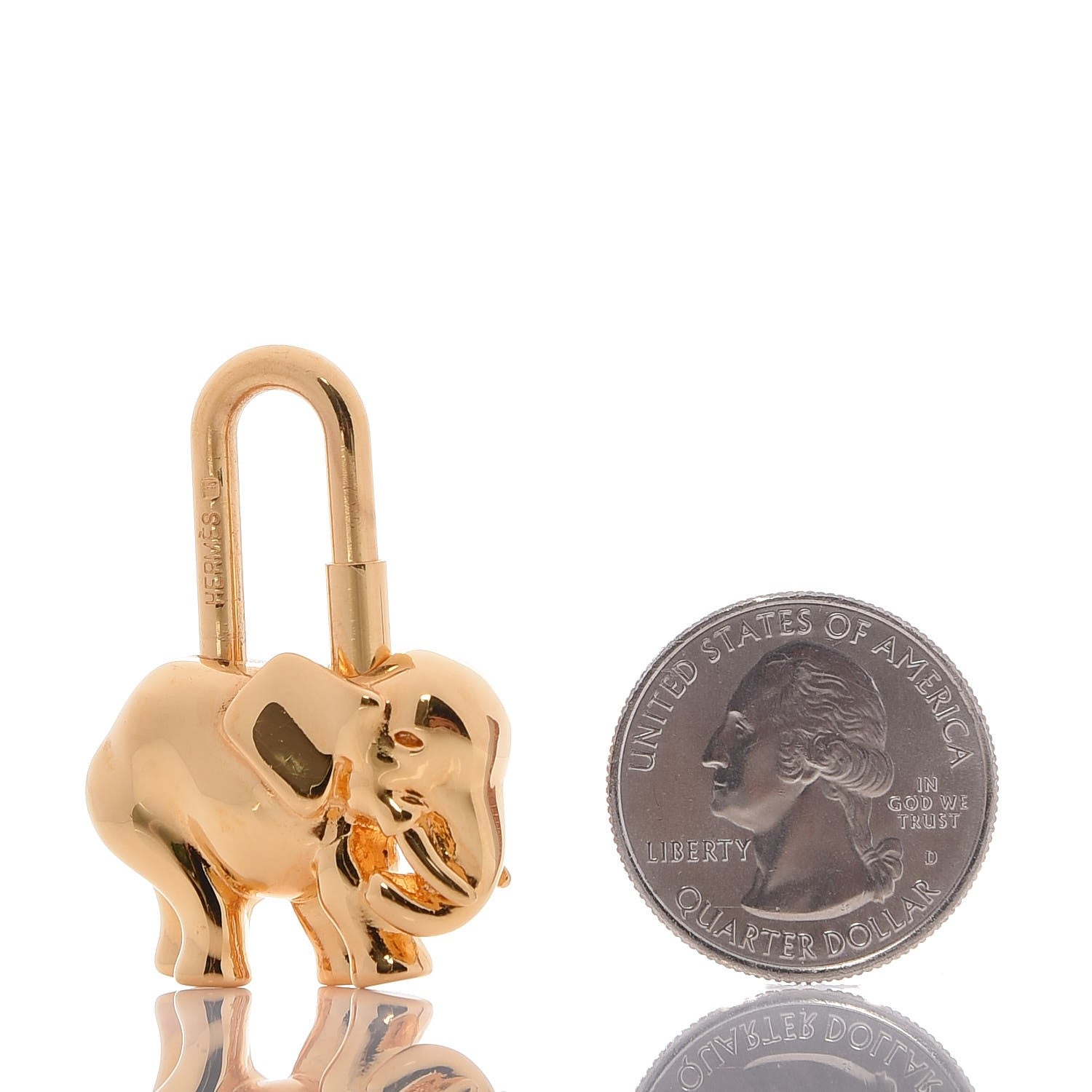 Hermes Permabrass Elephant Cadena Lock Gold 2 of 3