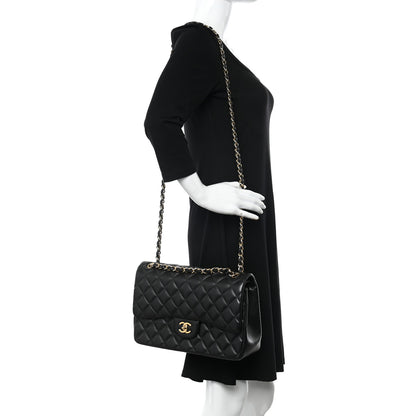 Chanel Lambskin Quilted Jumbo Double Flap Black 2 of 11