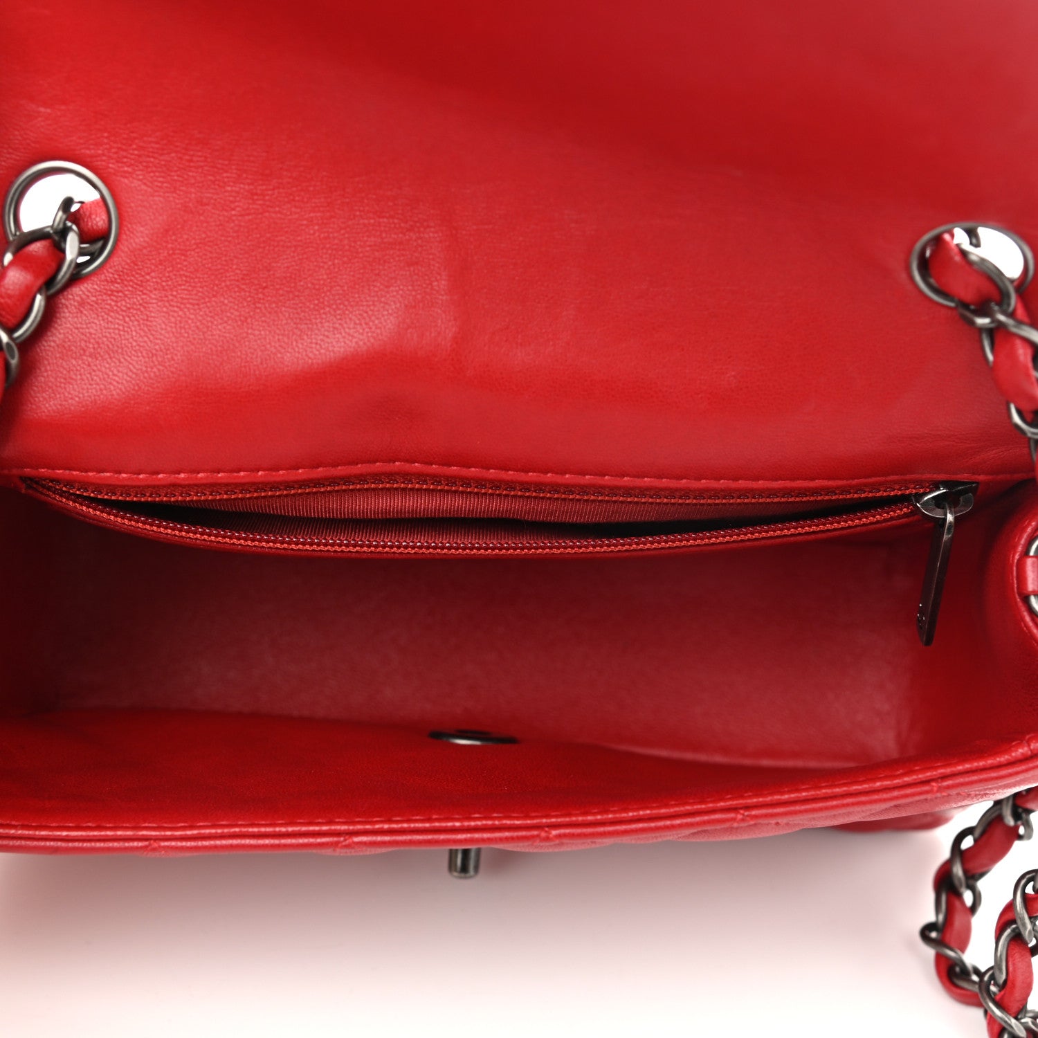 Chanel Lambskin Quilted Mini Rectangular Flap Red 5 of 11