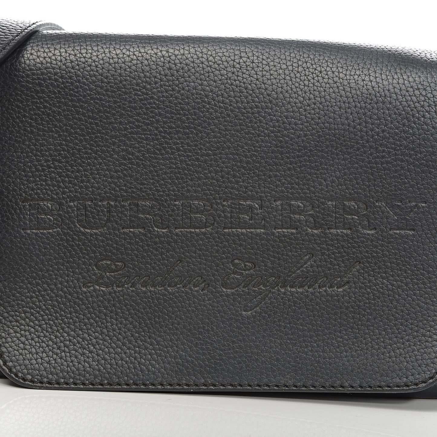Grainy Calfskin Embossed Small Messenger Black