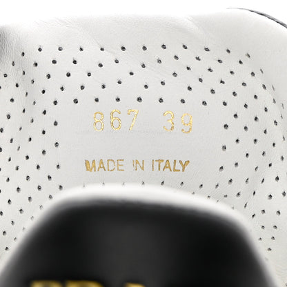 Prada Vitello Soft Metal Triangle Logo Womens Edge Low Top 30mm Sneakers 39 Black White 6 of 10