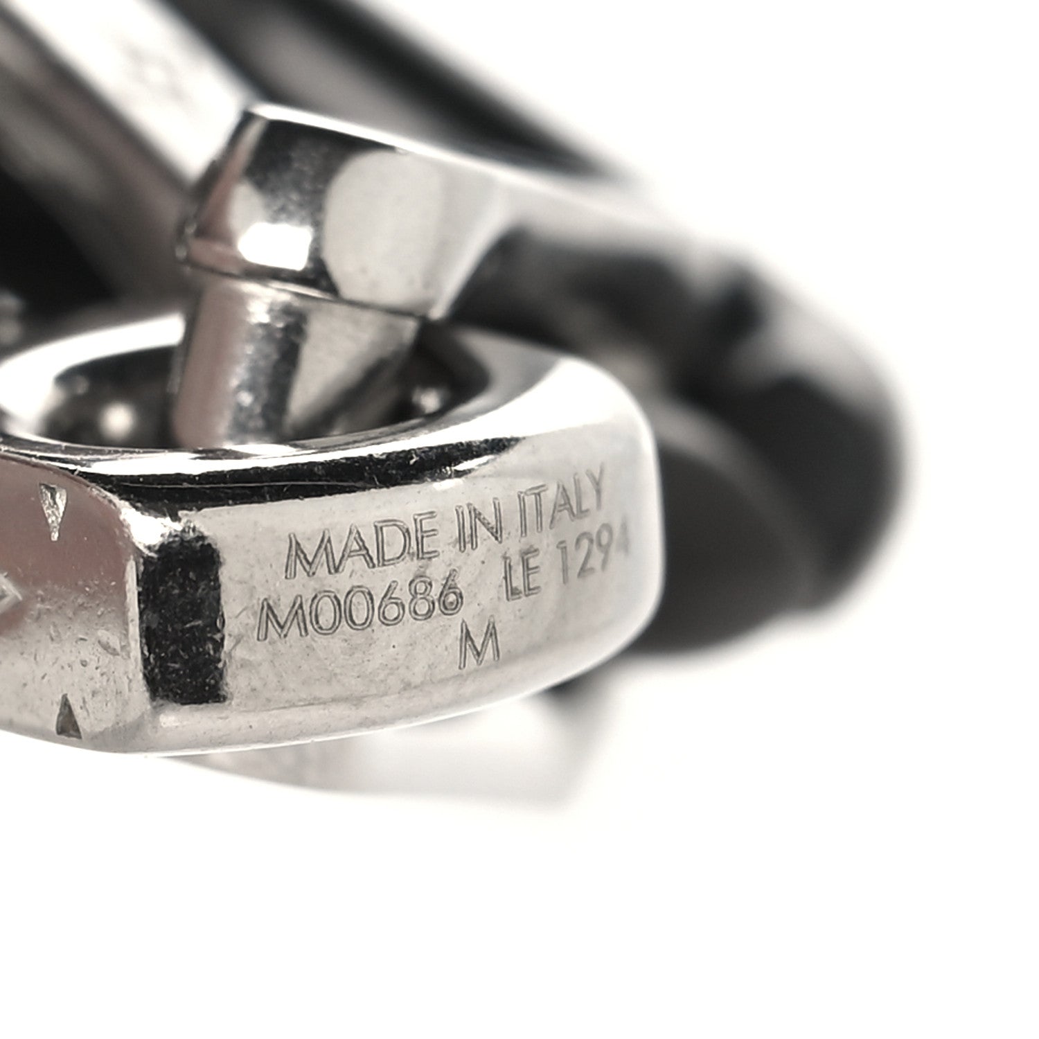 Louis Vuitton Metal Monogram Chain Bracelet Silver Black 1810039