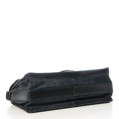 Bottega Veneta Suede Shiny Micro Intreccio Shoulder Bag Dark Navy 4 of 8