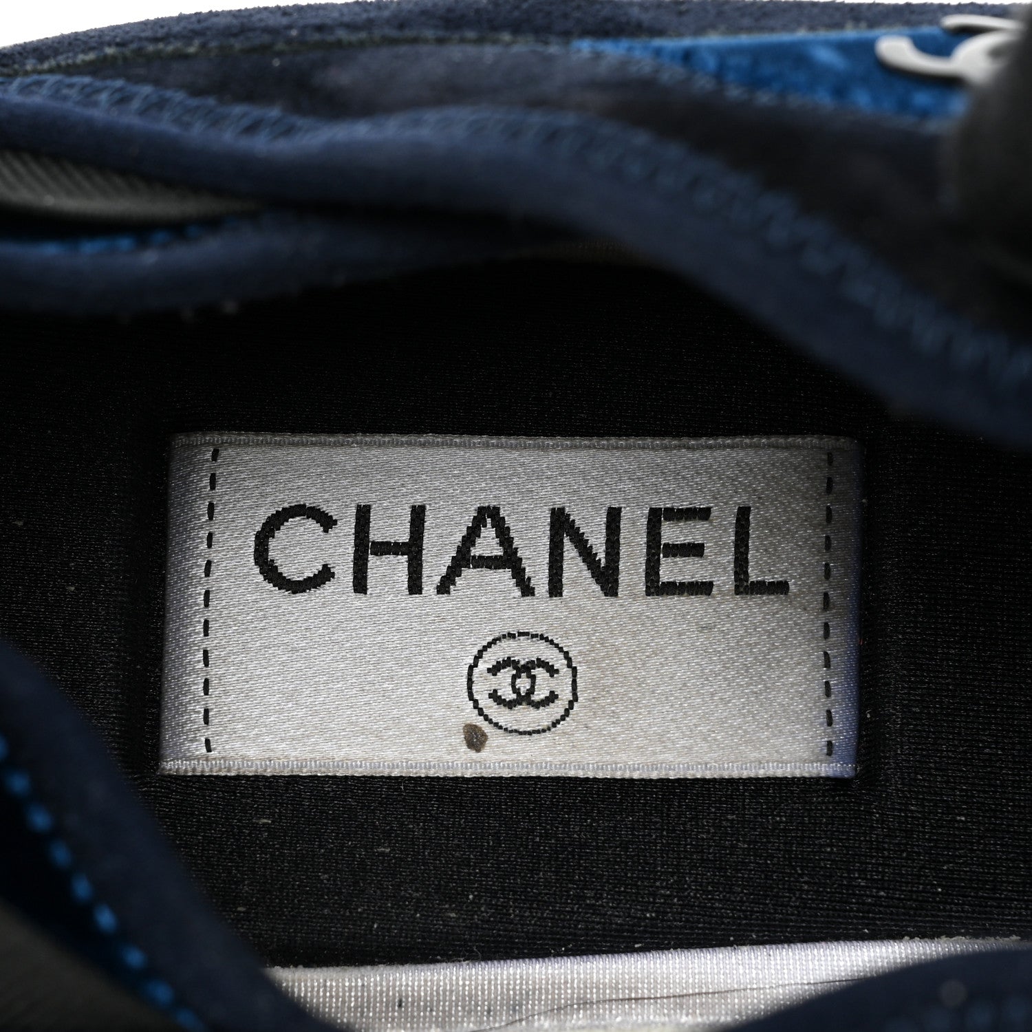 Chanel Suede Calfskin Velvet Grosgrain CC Sneakers 41 Navy Blue Black 8 of 12