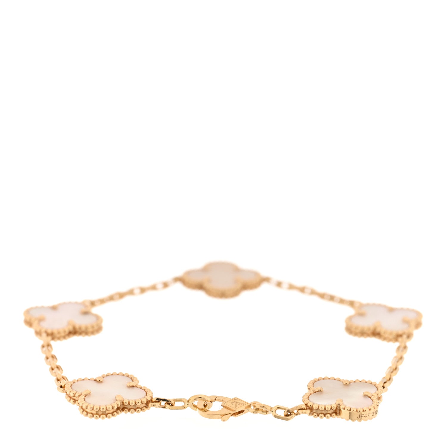 Van Cleef & Arpels 18K Yellow Gold Mother of Pearl 5 Motifs Vintage Alhambra Bracelet 2 of 4