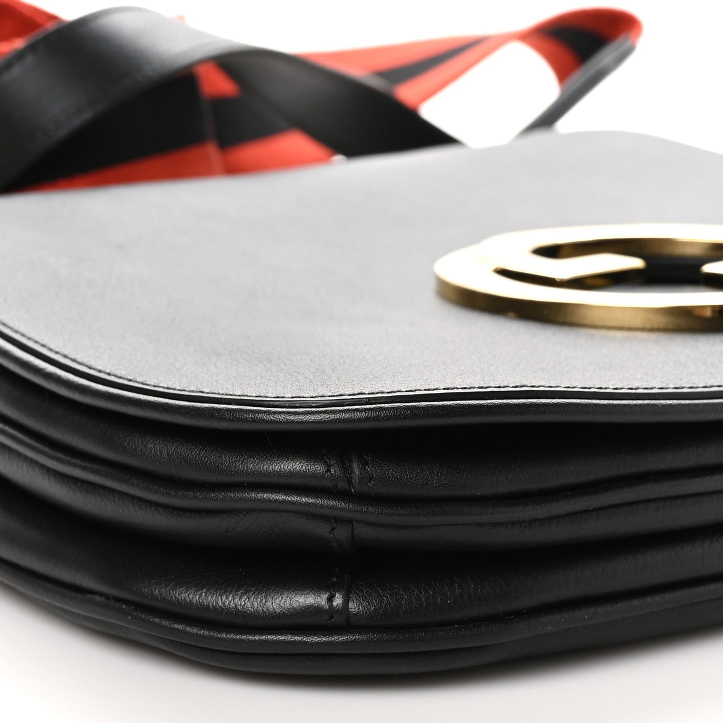 Roxy Calfskin Web Medium Studded Blondie Shoulder Flap Bag Black