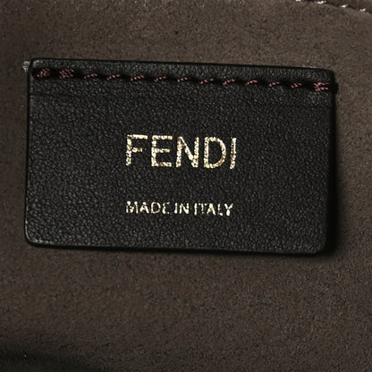 Fendi Glazed Fabric Vitello Century Plexiglass FF 1974 Stamp Patch Medium Runaway Shopper Tote Mogano Panna Black 6 of 9