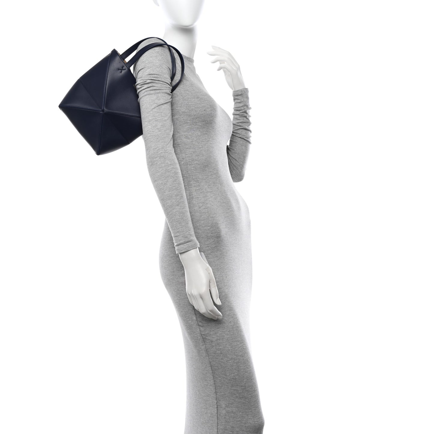 Shiny Calfskin Mini Puzzle Fold Tote Navy