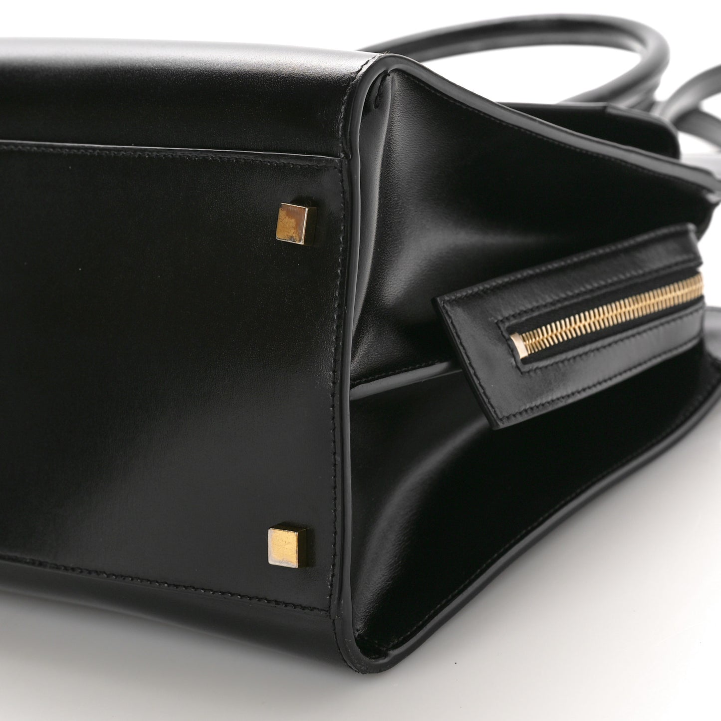 Shiny Calfskin Medium Uptown Tote Black