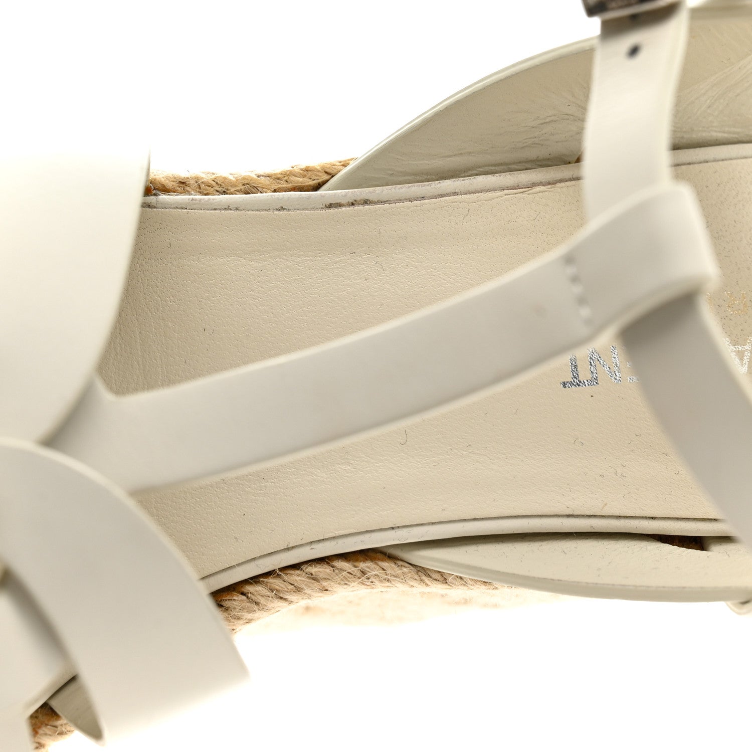 Saint Laurent Calfskin Tribute 95 Platform Espadrille Wedge Sandals 39 Porcellana 9 of 15