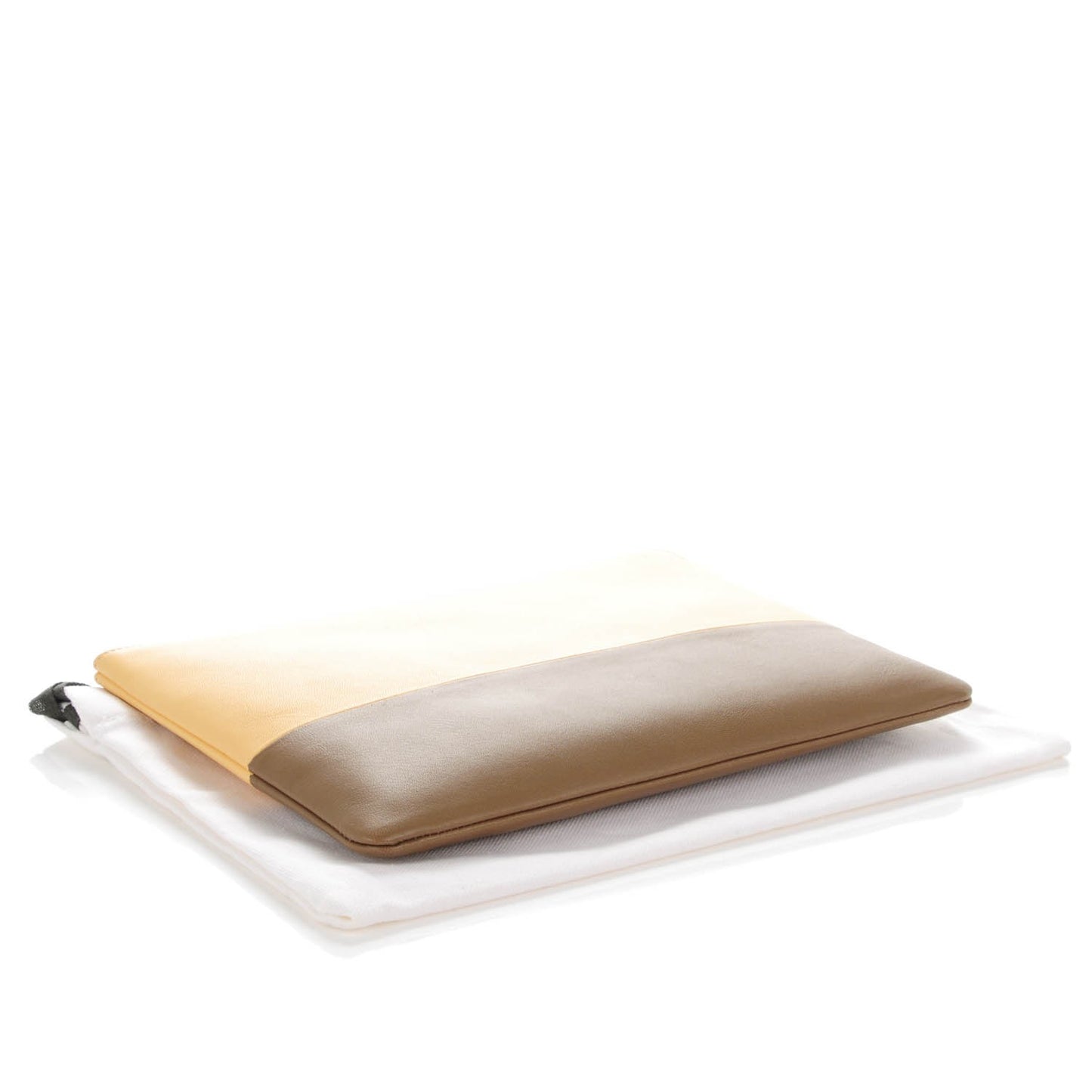Lambskin Bi-Color Solo Clutch Pouch Beige Butter