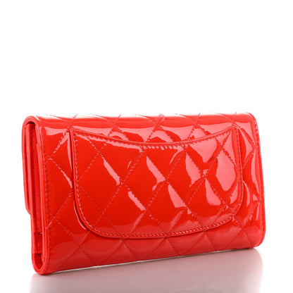 Chanel Patent Quilted Large Flap Wallet Red 3 of 10