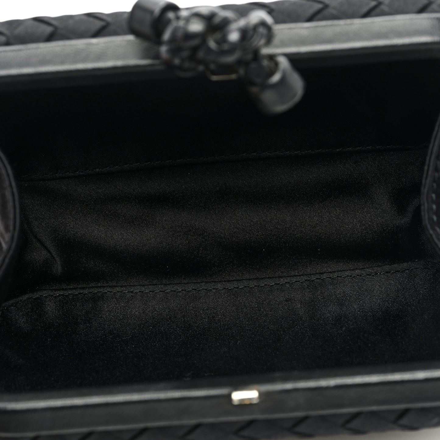 Satin Intreccio Impero Knot Clutch Black