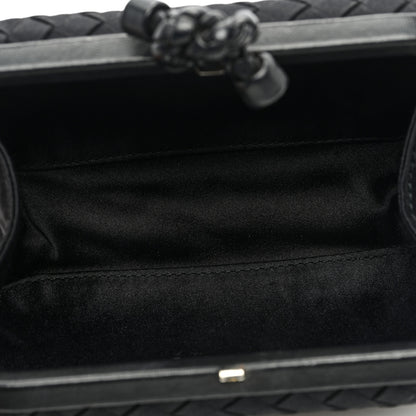 Bottega Veneta Satin Intreccio Impero Knot Clutch Black 5 of 7