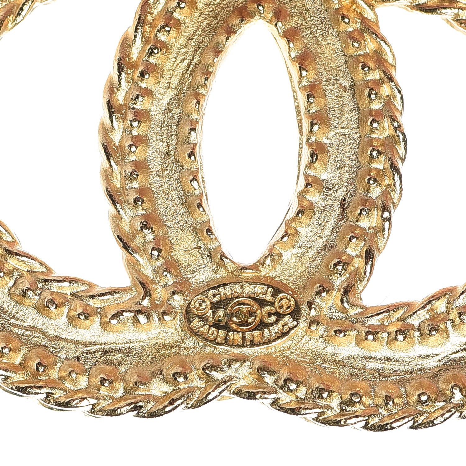 Chanel CC Drop Earrings Matte Gold 3 of 5