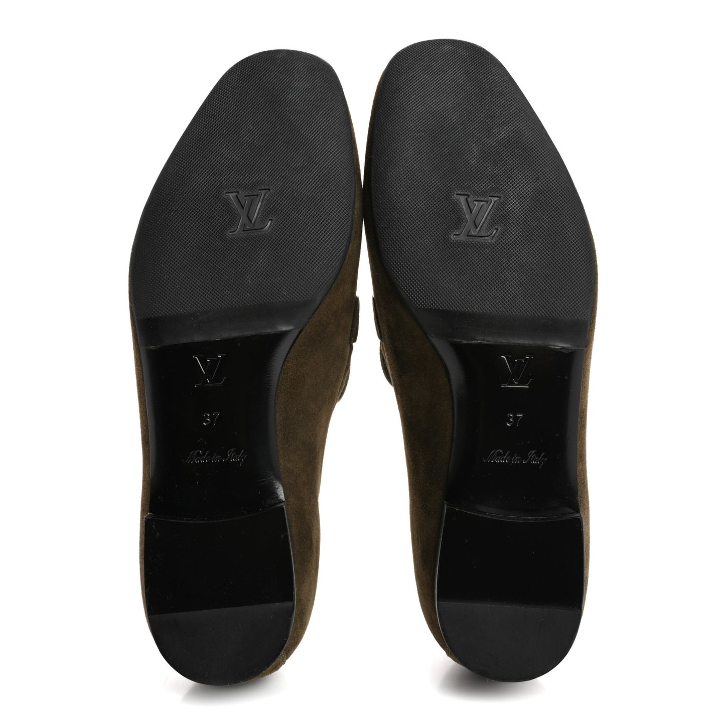 Suede Upper Case Flat Loafers 40 Green