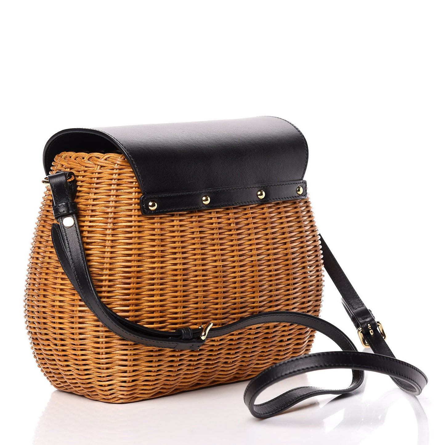 City Calfskin Wicker Midollino Bag Black
