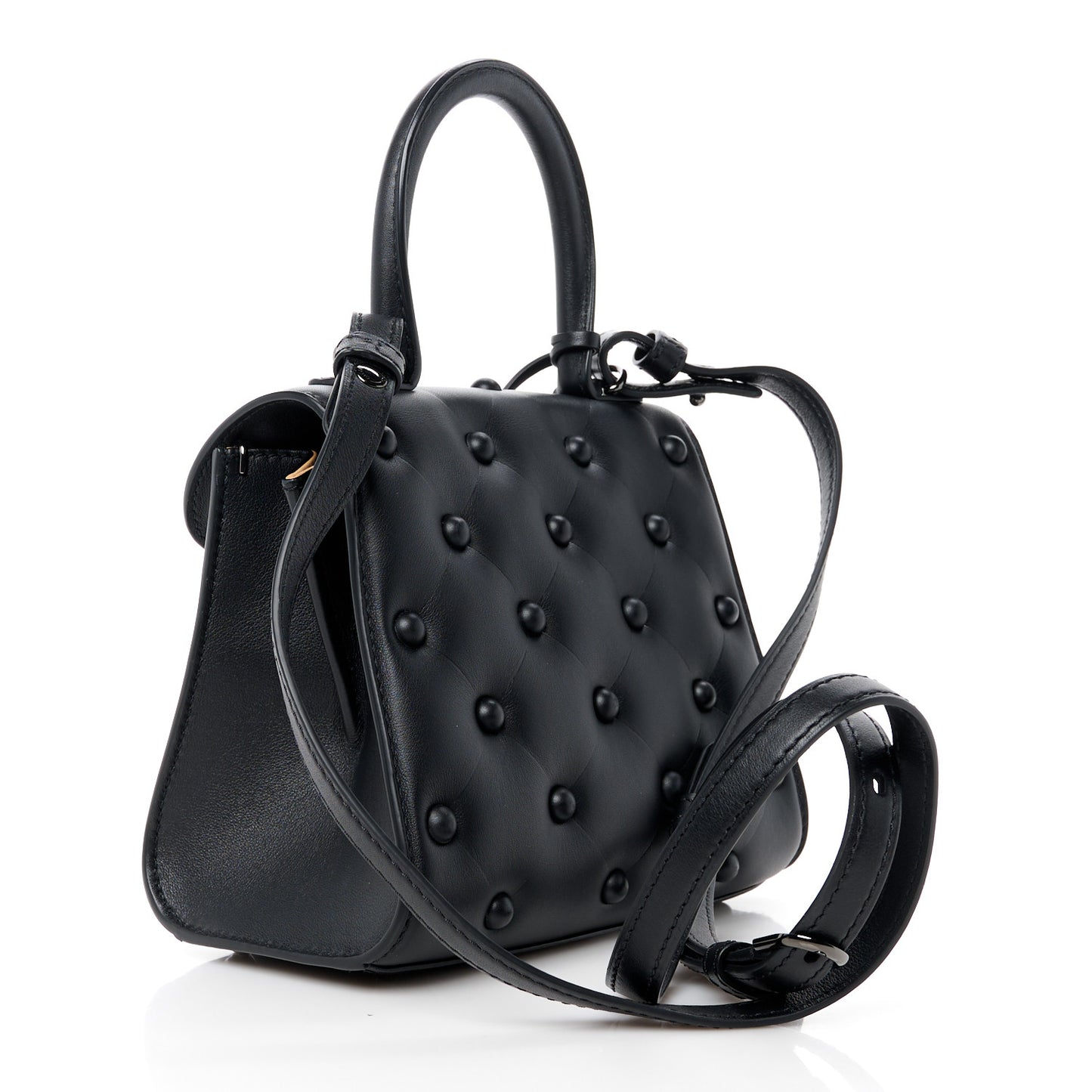 Grained Rodeo Calfskin Quilted Mini Brillant Satchel Black