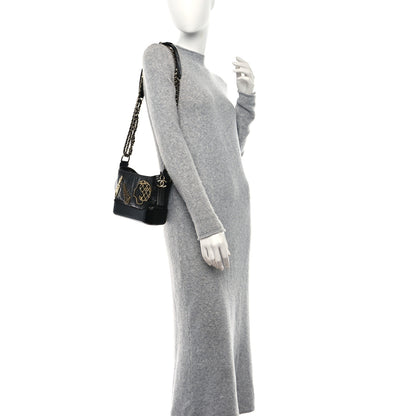 Chanel Aged Calfskin Quilted Charms Small Gabrielle Hobo Black 2 of 9
