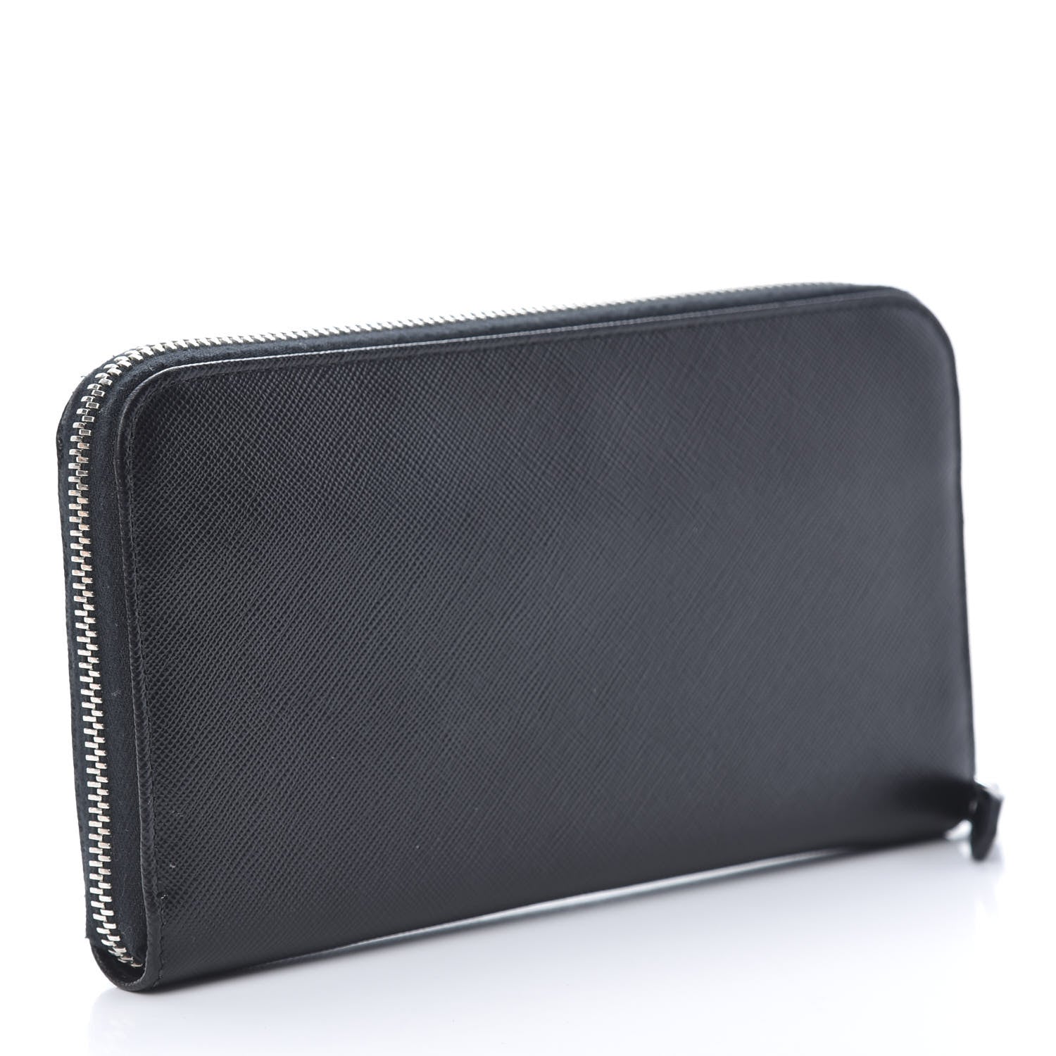 Prada Saffiano Oro Zip Around Wallet Black 3 of 9